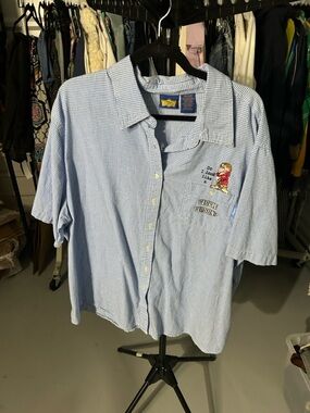 VTG Disney Classic Grumpy Blue CheckShirt with Embroidered Graphic plus size 26w